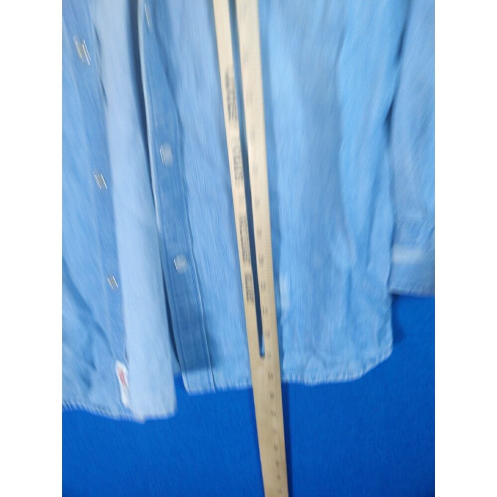 Levi's Boys Medium 10-12 Blue Denim Western Pearl Snap Long Sleeve Shirt Star - Picture 9 of 13